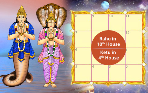 Ghatak Kala Sarpa Dosha- Rahu in 10th House and Ketu in 4th House