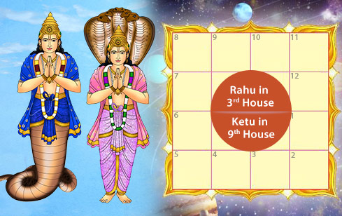 Vasuki Kala Sarpa Dosha- Rahu in 3rd House and Ketu in 9th House