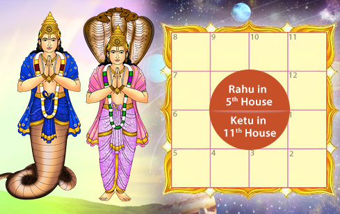 Padma Kala Sarpa Dosha- Rahu in 5th House and Ketu in 11th House