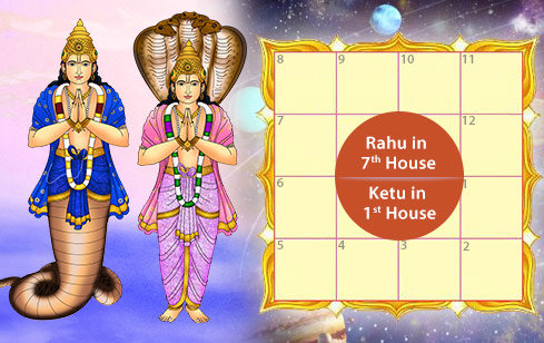 Takshak Kala Sarpa Dosha- Rahu in 7th House and Ketu in 1st House