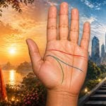 Palm reading concept showing how hand lines relate to marriage and career predictions in Vedic astrology.