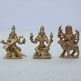 Energized Durga and Lakshmi and Saraswati Statues Set