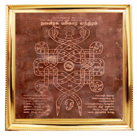 Energized Rahu-Ketu Copper Plate: Framed 9 Planet Remedy Yantra