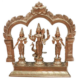 9 Inch Muruga (with his consorts Valli & Devasenna) Statue