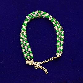 Green jade triple layer bracelet