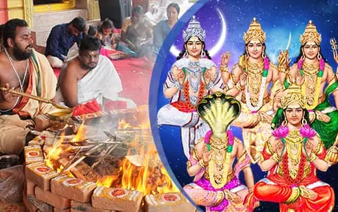 5-Priest Sun-Ketu-Venus-Mercury-Moon Fire Lab with 5 Kalasams (Copper Pots)