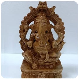 9-Inch Neem Ganesha Statue