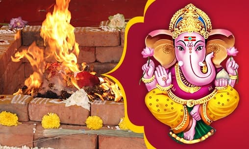 Gakara Ganapati Sahasranamam (Hymn Invoking 1000 Divine Names of Ganesha) Archana using Red-Hibiscus Flowers followed by 8-Priest Ikshumaya Sampatprada Dhanadhipa Ganesha Fire Lab