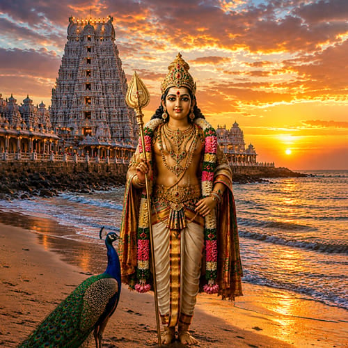 Lord Thiruchendur Muruga, divine deity of victory and protection