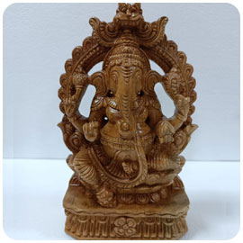 9-Inch Neem Ganesha Statue