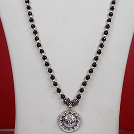 Garnet Mala with Sun Pendant
