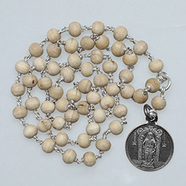 Energized 54-Bead Silver String Tulsi Mala with Guruvayurappan Pendant